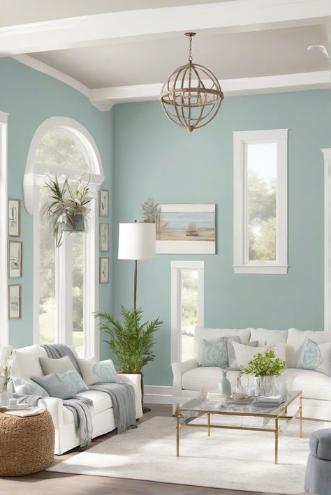 Top interior designers swear by Topsail (SW 6217) for its calming effect in living spaces. Dive into the best paint color of 2024 for tranquil waters. #Ad #homedecor #homedesign #wallpaints2024 #Painthome #interiorarchitecture Wall Colors Green Living Room Colors Bright Living Room Colors Apartment Renovation Living room Remodeling Modern Paint Colors 2024 Modern Wall Paint Designs Living Rooms, Home Paint Colour, Colorful Living Room Bright, Modern Wall Paint, Neutral Wall Colors, Modern Paint Colors, Coastal Farmhouse Decor, Girly Apartment Decor, Bright Living Room