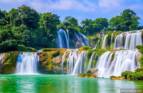 Ban Gioc Detian Waterfalls - closeup Cao Bang, Waterfall Scenery, Natural Waterfalls, Vietnam Voyage, Visit Vietnam, Vietnam Tours, Largest Waterfall, North Vietnam, Les Cascades