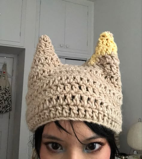 Swag Hats, Silly Hats, Funky Hats, Jester Hat, Mode Crochet, Arte Inspo, Cat Hat, Crochet Inspo, Cute Hats