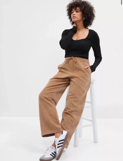 Mid Rise Easy Wide-Leg Corduroy … curated on LTK Wide Leg Drawstring Pants, Khaki Corduroy Pants, Corduroy Pants Outfit, Wide Leg Pants Outfit, Coffee Outfit, Fall Pants, Wardrobe Planning, Classy Casual Outfits, Classy Casual