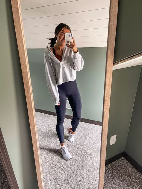 Happiness Runs Crop curated on LTK Relaxed School Outfits, Casual Workout Outfits Summer, Cute Spring School Outfits, Lululemon Fall Outfit, Fall Sweatpants Outfits, Workout Outfits Leggings, Athletic Cute Outfits, Cute Comfy Outfits For Fall, Athletic Leggings Outfit