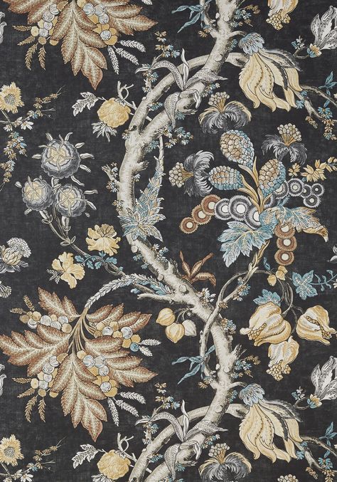 CHATELAIN, Charcoal, T10842, Collection Heritage from Thibaut Construction Wallpaper, Thibaut Wallpaper, Charcoal Wallpaper, Large Scale Floral, Porcelain Wall Tile, View Wallpaper, Kelly Wearstler, House Paint Exterior, Wallpaper Calculator