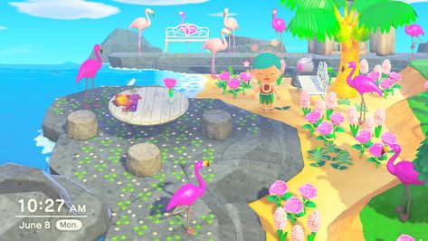 Flamingo Animal Crossing, Acnh Flamingo Beach, Acnh Flamingo, Acnh Tropicore, Fairycore Island, Acnh Tropical, Acnh Beach, Tropical Core, Animal Crossing New Horizon