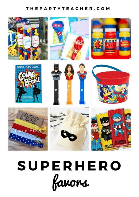 Superhero Treats, Superhero Birthday Party Favors, Diy Party Bags, Superhero Favors, Captain America Birthday Party, Superhero Party Invitations, Superhero Birthday Party Invitations, Wonder Woman Birthday Party, Hero Ideas