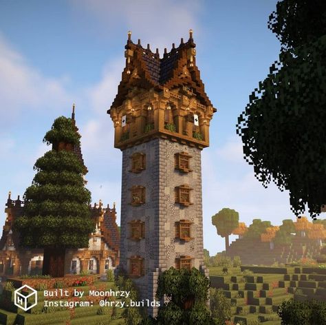 Pin by Jennine Thompson on Minecraft | Minecraft designs, Minecraft creations, Amazing minecraft Minecraft Building Tower, Minecraft Spruce Building Ideas, Mc Tower Design, Minecraft Tower Designs Medieval, House With Tower Minecraft, Minecraft Houses Tower, Tower Ideas Minecraft, Tower Design Minecraft, Minecraft Watchtower Simple