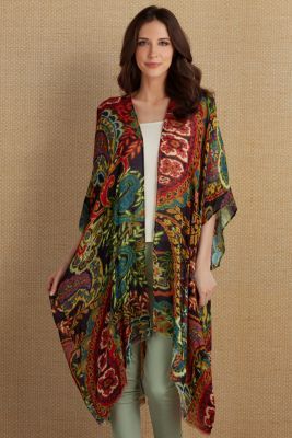 Painterly Paisley Topper from Soft Surroundings Sightseeing Outfit, Closet Collection, Wool Poncho, Cardigan Sweater Coat, Layer Style, Bohemian Rhapsody, Soft Surroundings, Pattern Mixing, Kimonos