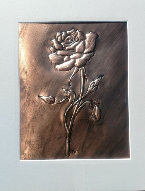 Copper rose Metal Embossing, Copper Art, Copper Rose, Door Handles, Copper, Collage, Pins, Quick Saves, Home Decor