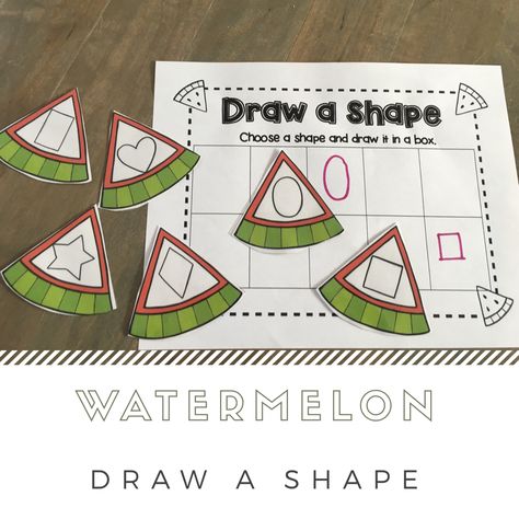 Drawing Watermelon, Watermelon Shapes, Preschool Drawing, Watermelon Drawing, Spring Preschool Activities, Watermelon Day, Sequencing Pictures, Spring Preschool, Summer School