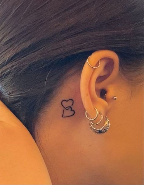 Back Ear Tattoo, Behind Ear Tattoos, Matching Friend Tattoos, Small Girly Tattoos, Small Heart Tattoos, Hidden Tattoos, Pretty Hand Tattoos, The Hidden World, Neck Tattoos Women