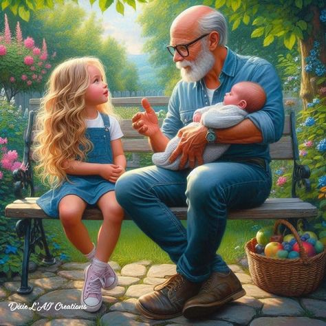 Grandpa And Granddaughter Pictures, Nana Core, Grandpa And Granddaughter, Cartoon Grandma, Emotional Painting, Elderly People, Grandma And Grandpa, Book Art, Decoupage