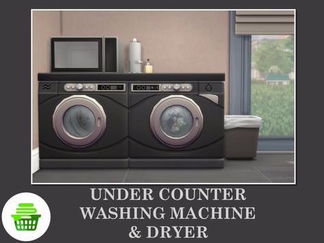 Mod The Sims - Under Counter Washing Machine & Dryer Maxis Match Cc, Sims 4 Studio, Hairstyle Tutorials, Wash Clothes, Washing Machine And Dryer, Mini Fridges, Sims 4 Cc Furniture, Dryer Machine, Best Sims