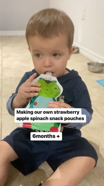 Stephanie| Mama blogger on Instagram: "Apple Strawberry and spinach snack pouch! Great for your solid eating babies and toddler snacks. The reusable pouches have been so helpful as well as that food processor! We’ve been using it since he was 4months old and started eating solids🙂 I have a link for the ones I use in my bio. #mama #mom #mamas #solideatingbabies #baby #babies #toddler #toddlers #toddlersnacks #babyfood #beaba #beabafoodprocessor" Snack Pouch, Strawberry Spinach, Toddler Snacks, Reusable Pouches, Food Processor, Yummy Snacks, Baby Food Recipes, Spinach, Food Processor Recipes