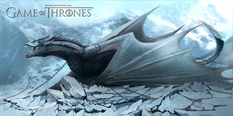 Game Of Thrones Dragon Viserion Ice, Iren Bee on ArtStation at https://www.artstation.com/artwork/1gwlL Drogon Game Of Thrones, Game Of Thrones Tattoo, A Game Of Thrones, Game Of Thrones Dragons, Got Dragons, A Dance With Dragons, Ice Dragon, Hbo Game Of Thrones, Jaime Lannister