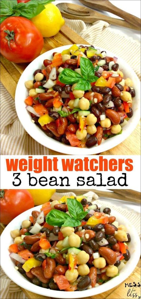 Weight Watchers Sides, Weight Watchers Chili, Weight Watchers Pasta, Weight Watchers Salad, 3 Bean Salad, Bean Salad Recipe, Weight Watchers Meal Plans, Three Bean Salad, Weight Watchers Recipes Desserts