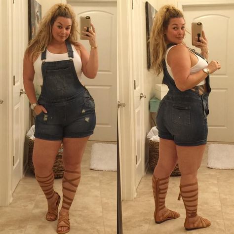 Plus Size Fashion -  Instagram photo by @misslauraleej Curve Outfits Plus Size, Cute Plus Size Summer Outfits, Big Girl Fashion, Dress Sweater, Denim Romper, Plus Size Beauty, Plus Size Fashion For Women, Curvy Girl Fashion, Curvy Girl Outfits