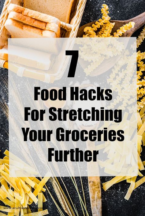 If money is tight, one of your biggest stresses is probably figuring out how to stretch your food further. Here are 7 Food Hacks that will help you stretch your grocery budget! Grocery Savings Tips, Grocery Savings, Grocery Budget, Flower Mirror, Money Frugal, Money Saving Meals, Living On A Budget, Grocery Budgeting, Frugal Meals