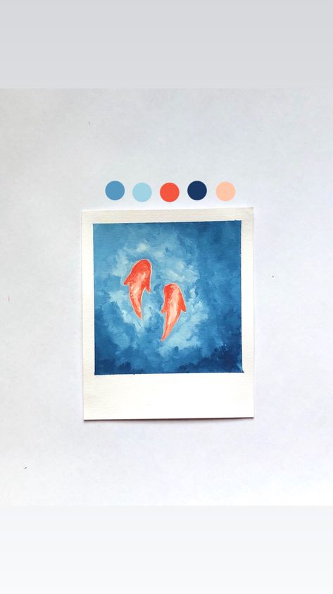 Dry Painting Ideas, Painting On Polaroids, Polaroid Watercolor Paintings, Polaroids Painting, Watercolor Polaroid Paintings, Mini Polaroid Painting, Watercolour Polaroid, Watercolor Mini Paintings, Painted Polaroids