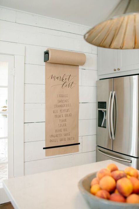 Butcher Paper Shopping List | Fixer Upper | Unexpected idea | Kitchen Organization Magnolia Market, Classic Kitchen, Butcher Paper, Magnolia Homes, Kitchen Redo, Joanna Gaines, Paper Roll, House 2, Kitchen Stuff