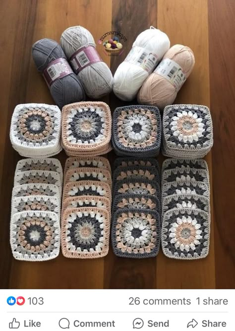 Folklore Granny Square, Crotecht Ideas, Black White Grey Granny Square, Grey Granny Square, Grey Granny Square Blanket, Crochet Green Granny Square, Grey Crochet Blanket Granny Squares, Crochet Blanket Colors, Hand Knitting Diy