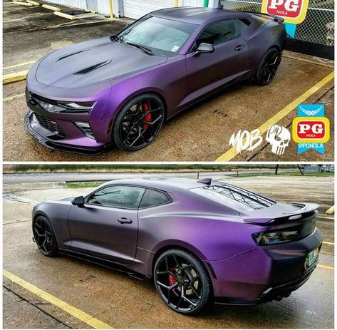 My new purple black wrap - CAMARO6 Black Camaro, Custom Camaro, Camaro Car, Chevrolet Camaro Zl1, Purple Car, Vinyl Wrap Car, Custom Cars Paint, Car Ideas, Super Luxury Cars