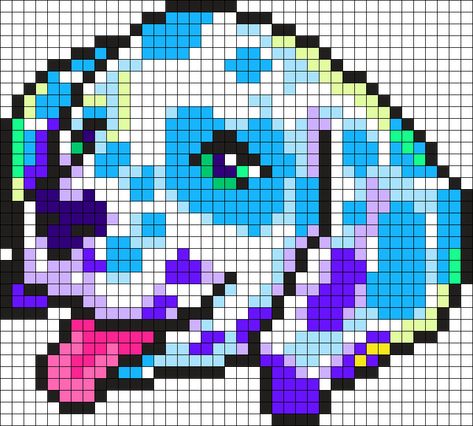 Lisa Frank Spotty And Dotty Rainbow Watercolor Dalmation 1 Perler Bead Pattern / Bead Sprite Cross Stitch Lisa Frank, Lisa Frank Alpha Pattern, Lisa Frank Perler Beads, Lisa Frank Pixel Art, Lisa Frank Crochet, Lisa Frank Cross Stitch, Lisa Frank Perler Bead Patterns, Lisa Frank Perler, Rainbow Perler Bead Patterns