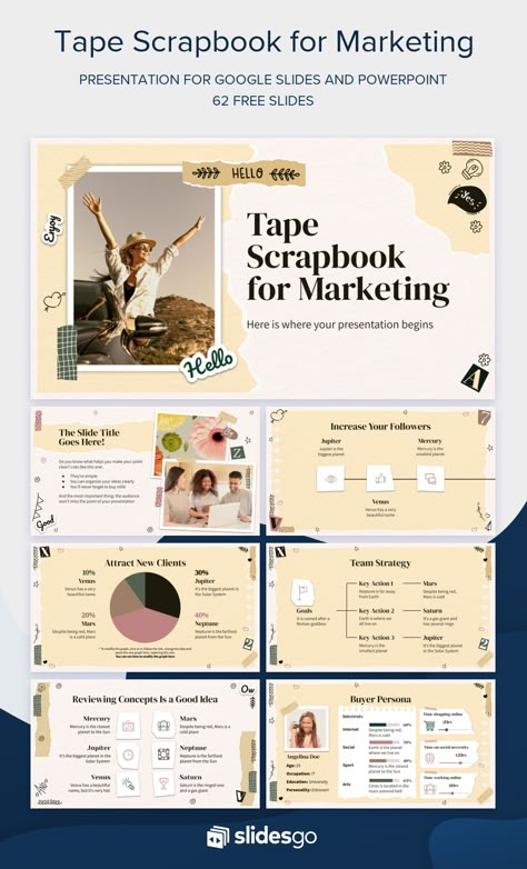 Scrapbook Ppt Template, About Me Presentation, Tape Scrapbook, Ppt Ideas, Presentation Slides Design, Powerpoint Slide Designs, Marketing Presentation, Presentation Design Layout, Scrapbook Template