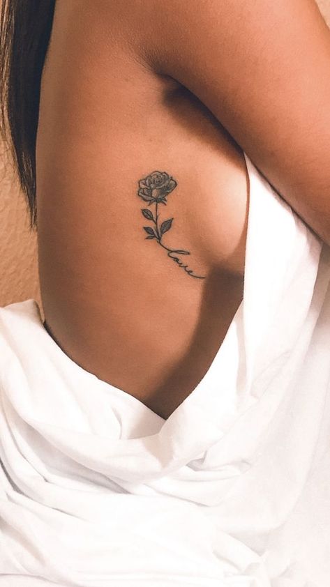 Tatto Small Tattoos Classy, Small Hiding Tattoos, Back Of Ribs Tattoo, Tattoo Ribs Woman, Side Of Chest Tattoo, Small Tattoos Ribs, Tattoo Ideas Female Breast, Front Rib Tattoos For Women, Rib Tats For Women