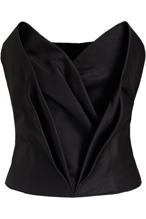 Satin Bustier, Balmain Clothing, Ink Clothes, Bustier Top, Bag Dress, Silk Top, Top Sales, Boots Outfit, Silk Satin