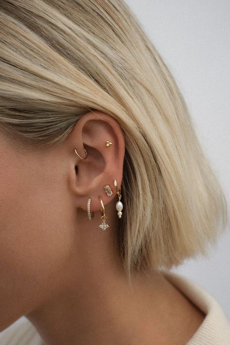 Mixing Gold And Silver Earrings, Gold And Silver Earring Stack, Silver Earring Stack, Ear Party, Ear Stack, Saint Valentine, Ear Candy, Single Earring, Gold Drop Earrings