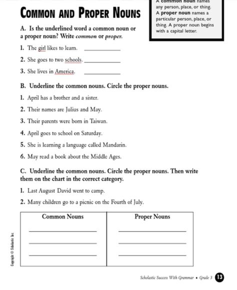 Common Nouns And Proper Nouns, Common Nouns Worksheet, Collective Nouns Worksheet, Common Noun, Proper Nouns Worksheet, Phonics Reading Passages, Common And Proper Nouns, Summer Worksheets, Adjective Worksheet