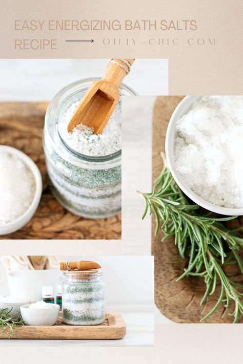 Rosemary Salt Scrub, Diy Bath Salts With Essential Oils Recipes, Bath Salt Bar Party, Diy Bath Salt Gifts, Eucalyptus Bath Salts, Easy Bath Salts Recipe, Epsom Salt Bath Recipe, Christmas Bath Salts, Rosemary Bath Salts