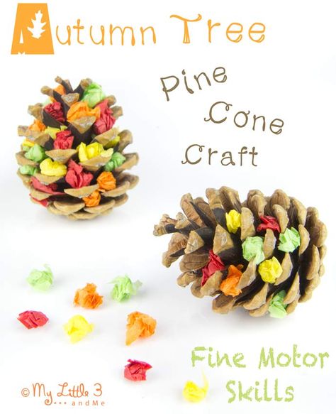 Autumn Tree Pine Cone Craft is a fun Autumn craft for kids that builds fine motor skills and can be adapted for all seasons too. Pine Cone Craft, Fine Motor Activity, Kids Craft Room, Cone Crafts, Fine Motor Activities For Kids, Nature Craft, Fun Fall Crafts, Autumn Activities For Kids, Fall Preschool