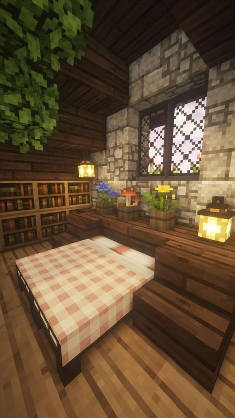 Cottagecore Minecraft Aesthetic, Minecraft Cottagecore Interior, Cottage Fairy Aesthetic, Minecraft Interior Design Bedrooms, Cottagecore Fairy Aesthetic, Minecraft Bedrooms, Minecraft Cottagecore House, Chalet Minecraft, Interior Design Minecraft