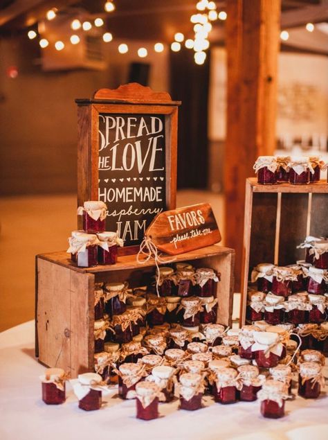 25 Personalized Mini Jelly Jar Wedding Favors 2 oz. each. Customized order with tag, ribbon and jar topper. Made with natural preserves. We process rush order quickly for no additional charge. Jam Preserves Favors: Grape Strawberry Spread the love! Personalized Jam Favors for any occasion! Say Thank You by giving each guest a Delicious Jam with Burlap Favors. These one-of-a-kind shower thank you favors are just what your guests will love. We can design a signature jam jar just for you. You can c Jam Wedding Favors, Jam Favors, Summer Wedding Favors, Wedding Favour Jars, Romantic Theme Wedding, Creative Wedding Favors, Wedding Favors And Gifts, Wedding Favors Fall, Mini Jars