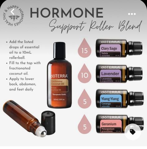 Doterra Clary Sage, Clary Sage Doterra, Essential Oil Spray Recipes, Essential Oil Roller Bottle Recipes, Doterra Oils Recipes, Roller Blends, Doterra Oil, Essential Oil Combinations, Essential Oil Roller Balls