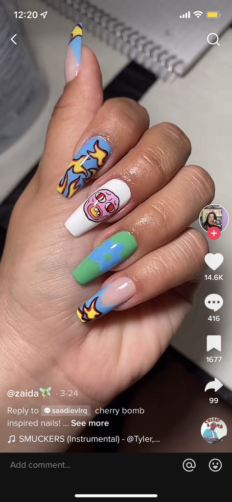 Tyler The Creator Nails, Nail Growth Tips, Nails Cute, Racun Shopee, Really Cute Nails, Instagram Nails, Get Nails, Cute Nail Art, Girls Nails