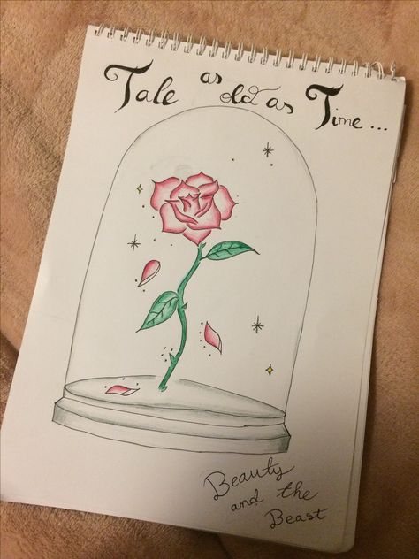 Beauty and the beast!!! Beauty And The Beast Drawing, Bookmarks Diy, Handmade Bookmarks Diy, Beauty And The Beat, Disney Paintings, Handmade Bookmarks, Bullet Planner, Rose Drawing, Canvas Ideas