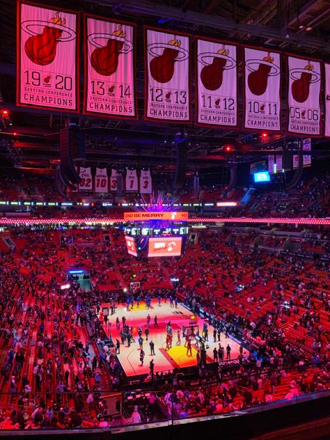 Miami Heat Aesthetic, Heat Aesthetic, Nba Arenas, Nba Wife, Basketball Arena, Heat Basketball, 2025 Mood, Ball Games, Vision Board Photos