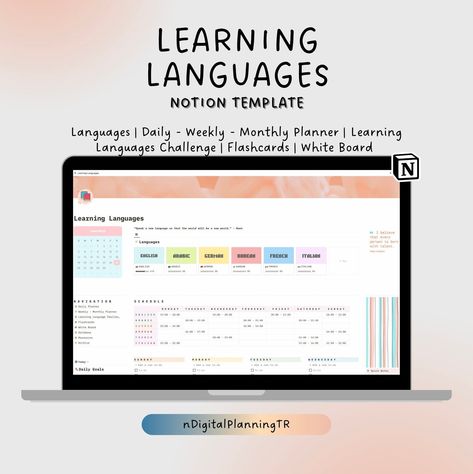 #Language_Notion #Notion_Language_Learning #Language_Learning_Plan #Notion_Student_Planner Simple Notion Template For Students, Notion Flashcards, Notion Student Planner, Language Challenge, Learning Template, Notion Inspo, Notion Ideas, Life Planner Organization, Notion Dashboard