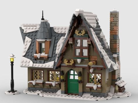 Lego Christmas Village, Lego Winter Village, Lego Village, Lego Winter, Three Broomsticks, Christmas Lodge, Snow House, Lego Christmas, Village Inn