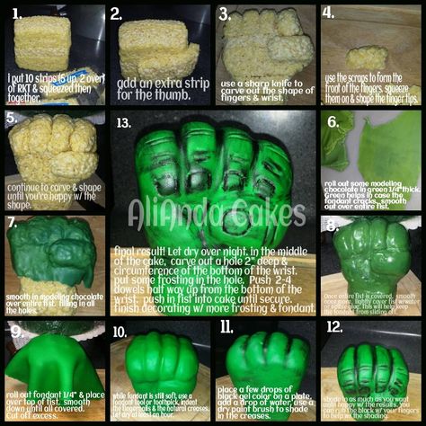 Hulk fist tutorial Hulk Cake, Superhero Cakes, Toddler Birthday Cakes, Hero Cake, Hulk Birthday, Marvel Cake, Fantasy Cake, Superhero Cake, Fondant Tutorial