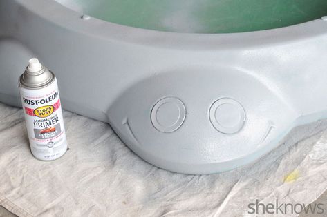 Make over a dingy old sandbox so it looks fresh for summer fun – SheKnows Sandbox Makeover, Diy Turtle Sandbox Makeover, Turtle Sandbox Repurpose, Turtle Sand Box Painted, Crab Sandbox Makeover, Painted Sandbox Turtle, Turtle Sandbox Makeover, Diy Sand Box With Cover For Kids, Boat Sandbox