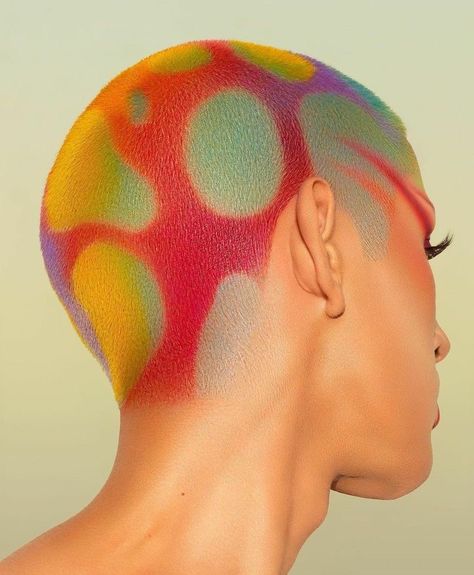 Dyed Hair Designs, Shaved Colored Hair, Buzzcut Dyed Hair, Buzzcut Ideas, Tattoos For Ladies, Fun Haircuts, Shaved Head Designs, Egg Head, Shaved Heads