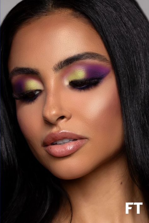 Purple Eye Makeup, Green Eyeshadow, Eye Shape, Color Pairing, Makeup For Green Eyes, Purple And Green, Eye Shapes, Face Shape, Complementary Colors