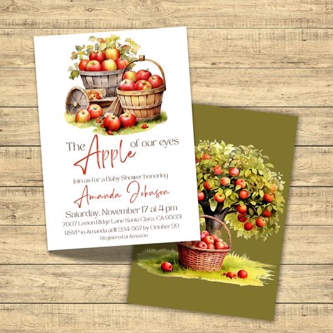 Apple of Our Eyes Baby Shower Invitation - Fall Harvest Watercolor Invite, Digital Download Canva Template Live a comment to get link in DM #etsy #babyshower #babyshowerideas #babyshowerdecor #babyshowertheme #applebabyshower #appleofmyeye #appleofmyeyes #appleofmyeye🍎 #appleofoureye #fallbaby #fallbabyshower #autumnbaby #autumnbabyshower #locallygrown #farmersmarket Harvest Watercolor, Watercolor Invite, Trendy Invitations, Amanda Johnson, Watercolor Invitations, Baby Shower Fall, Fall Baby, Fall Harvest, Baby Shower Invitation