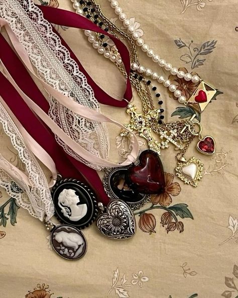 emanne fw24/25 line inspo Jewelry Colourful, Dark Academia Jewelry, Jewelry Fashion Trends, Pretty Jewelry, Jewelry Lookbook, Victorian Jewelry, Red Aesthetic, Jewelry Inspo, Dream Jewelry