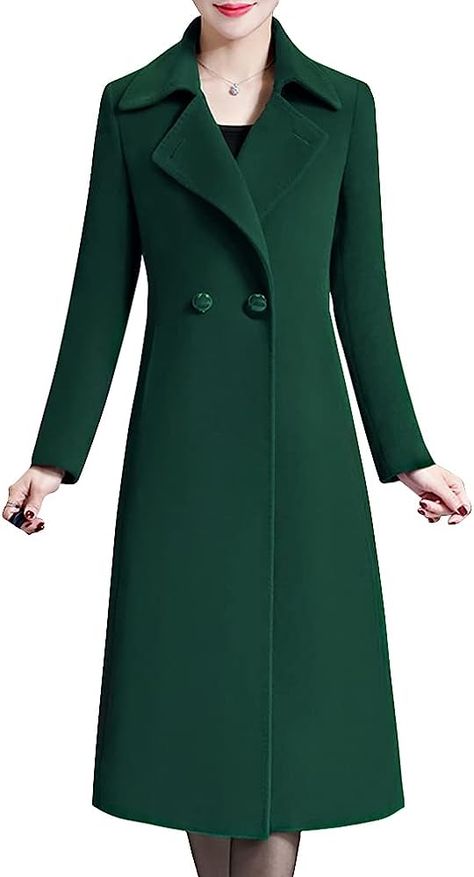 Amazon.com: Aprsfn Women's Elegant Solid Color Mid-Length Thicken Warm Wool Blend Coat : Clothing, Shoes & Jewelry Winter Wool Coats, Long Peacoat, Wool Coats, Wool Blend Coat, Coat Design, Pea Coats, Coat Fashion, Wool Coat, Women's Style