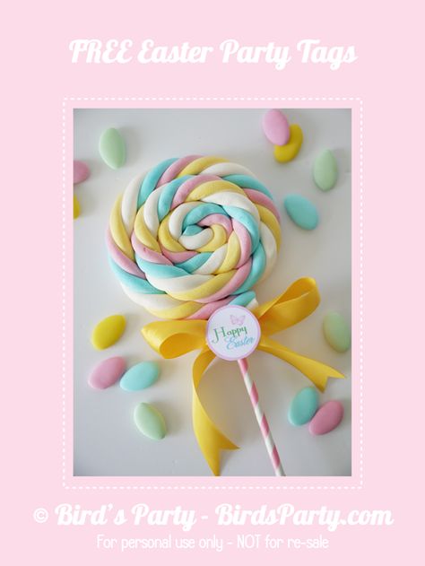 DIY Marshmallow Lollipops & Free Easter Tags - BirdsParty.com Marshmallow Lollipops, Easter Tags Free Printable, Easter Marshmallow, Easter Centerpiece, Easter Printables Free, Easter Tags, Crafts Easter, Eggs Easter, Party Printables Free