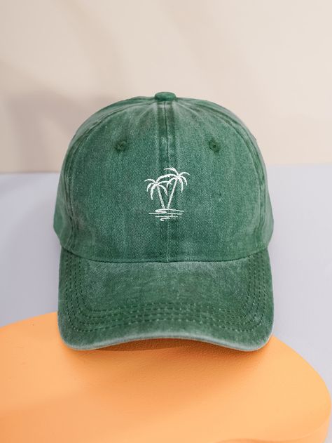 Dark Green Casual   Cotton Plants Baseball Cap Embellished  Spring/Fall Men Accessories Cheap Green Baseball Cap, Cute Green Cap Hat, Embroidered Cap, Green Snapback Baseball Cap For Streetwear, Green Baseball Cap For Streetwear, Cap Aesthetic, Cap Outfit Men, Green Embroidered Baseball Cap, Cool Baseball Caps