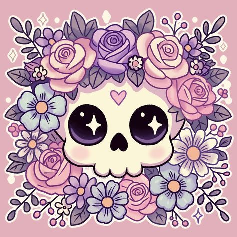 Pastel goth vibes, anyone? 🌸💀✨ This little cutie is here to remind us that spooky can be sweet too! Embracing that soft-yet-dark aesthetic with a flower crown twist. 🌷💖 #PastelGoth #SkullArt #CuteAndCreepy #PastelVibes #CartoonArt #FlowerCrown #SpookySweet #GothAesthetic #Illustration Spooky Pastel Aesthetic, Creepy Cute Aesthetic Pfp, Goth Kawaii Art, Creepy Cute Aesthetic, Pastel Goth Aesthetic, Goth Vibes, Pastel Goth Art, Goth Aesthetic, Kawaii Halloween